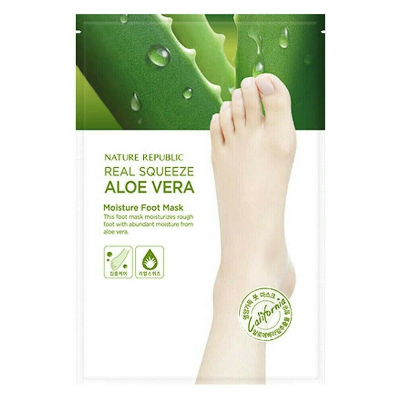 NATURE REPUBLIC Real Squeeze Aloe Vera Peeling Foot Mask (1 Pair)